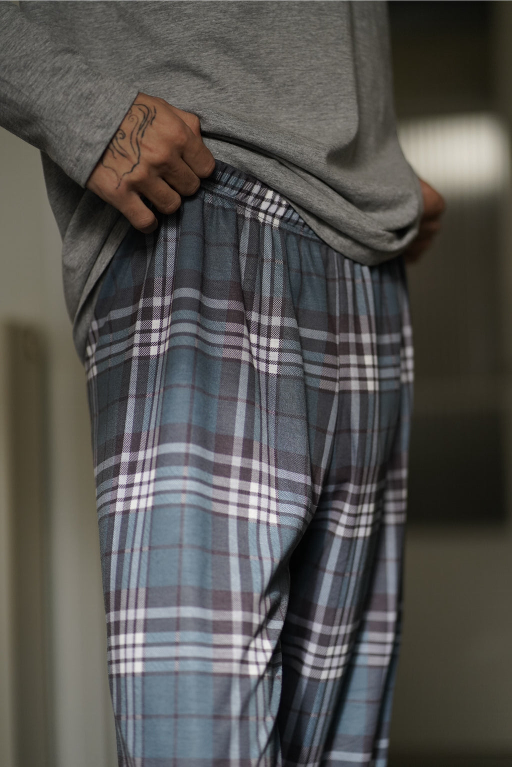 Grey Plaid Lounge Pants