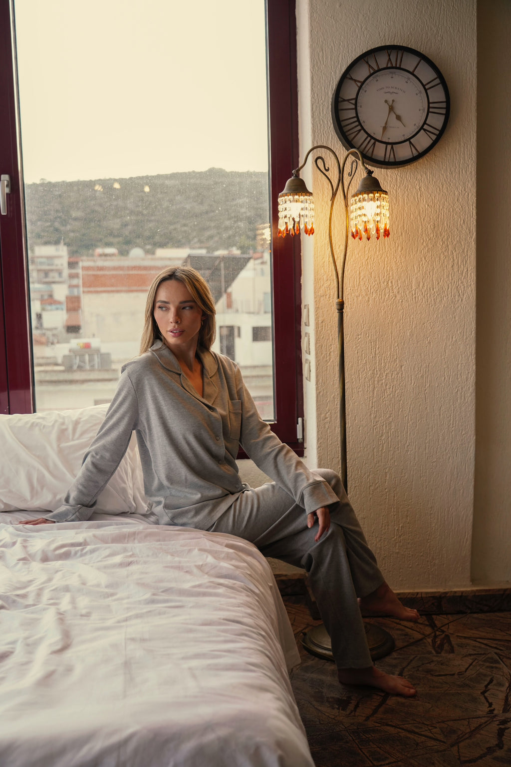 Grey Solid Pajama Set