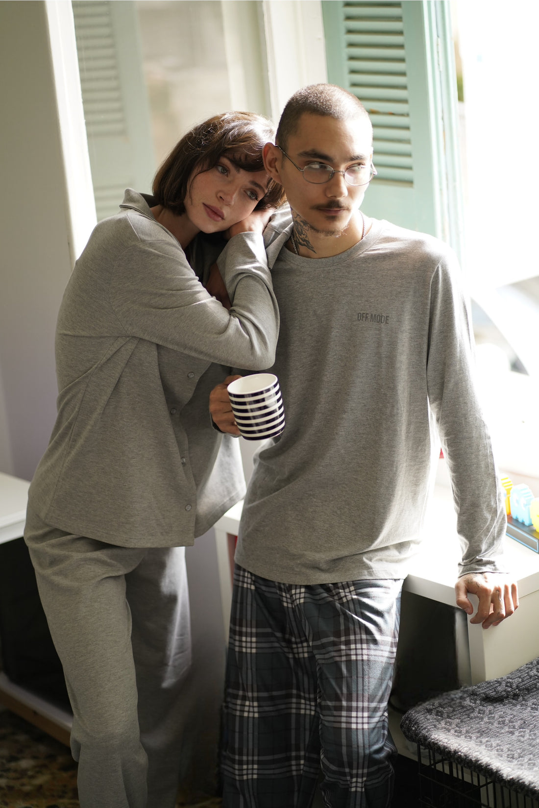 Grey Plaid Lounge Pants