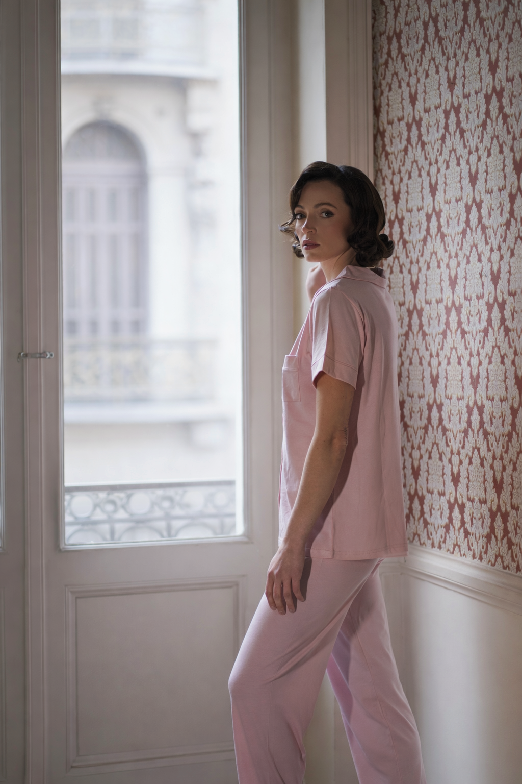 Pink Solid Pajama Set