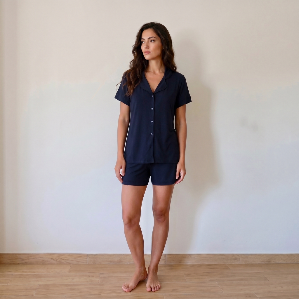 Navy Blue Summer Pajama Set